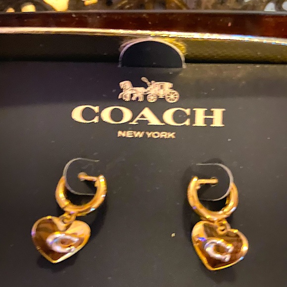 Coach Jewelry - Coach gold tone Heart earrings NWT.